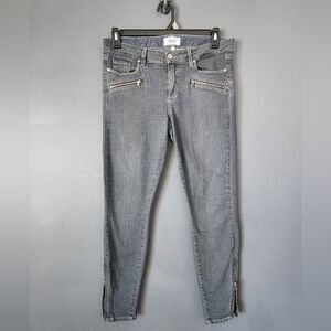 Paige Jane Zip Evie No Whiskers Gray Women's 31 2010s Skinny Zipper Hem Jeans